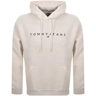 Tommy Jeans Linear Flag Logo Hoodie Cream In White