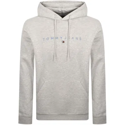 Tommy Jeans Linear Flag Logo Hoodie Grey In Gray