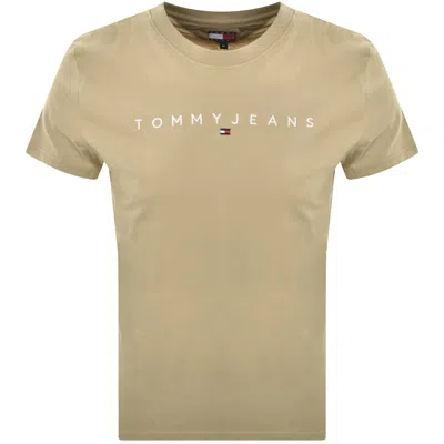 Tommy Jeans Linear Logo T Shirt Beige In Sand