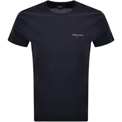 Tommy Jeans Linear Logo T Shirt Dark Night Navy In Blue