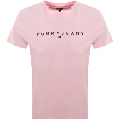 Tommy Jeans Linear Logo T Shirt Pink