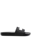 Tommy Jeans Logo-badge Pool Slides In Schwarz