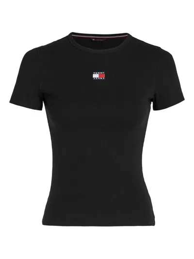 Tommy Jeans Logo-badge T-shirt In Black