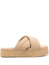 Tommy Jeans Logo-embossed Slides In Neutrals