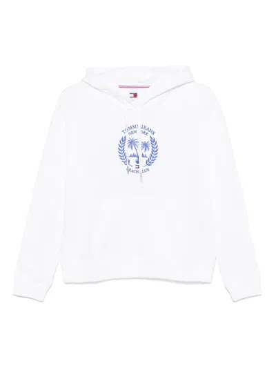 Tommy Jeans Logo-embroidered Hoodie In White