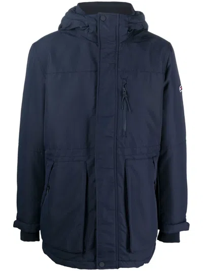 Tommy Jeans Logo-embroidered Padded Hooded Parka In Blau