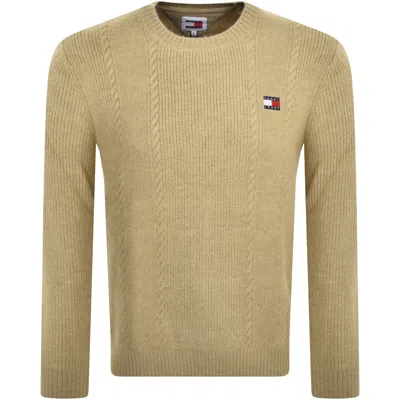 Tommy Jeans Logo Knit Jumper Beige
