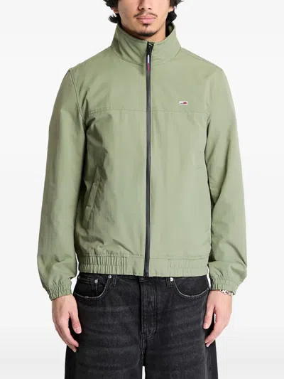 Tommy Jeans Logo-patch Bomber Jacket In Green