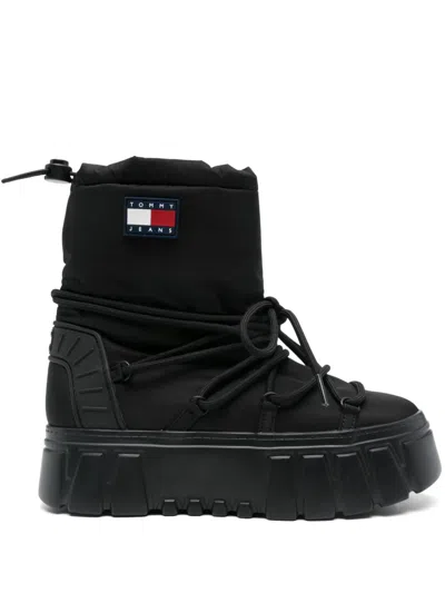 Tommy Jeans Logo-patch Snow Boots In 黑色
