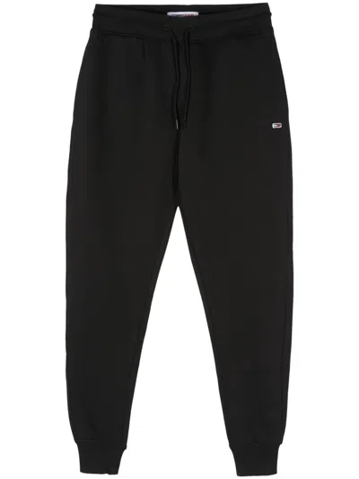 Tommy Jeans Logo-patch Tapered Trousers In Black