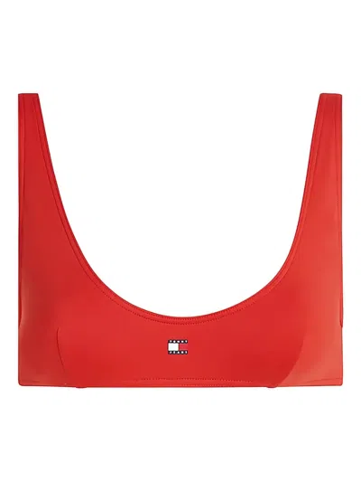 Tommy Jeans Logo-print Bikini Top In Red