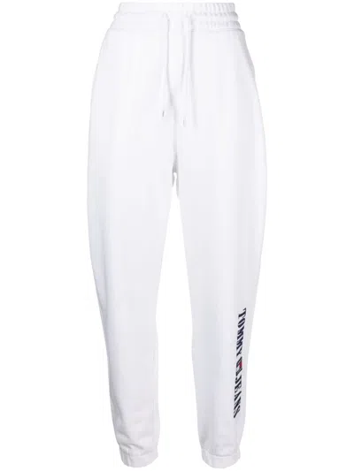 Tommy Jeans Logo-print Drawstring Track Pants In White