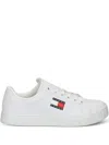 Tommy Jeans Logo-print Leather Sneakers In White