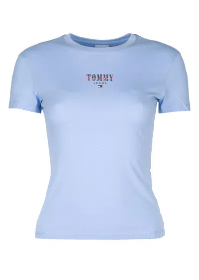 Tommy Jeans Logo Printed Crewneck T In Blue