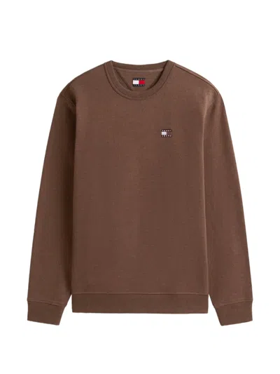 Tommy Jeans Logo Sweatshirt In Brown