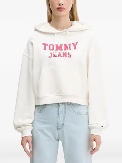 Tommy Jeans Boxy Varsity Logo Hoodie In White