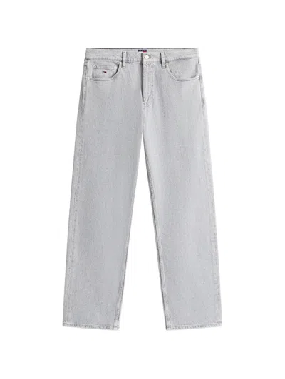 Tommy Jeans Logo-embroidered Jeans In Gray