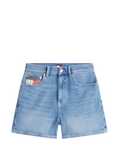 Tommy Jeans Logo-patch Denim Shorts In Blue