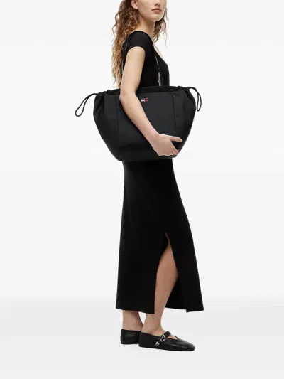 Tommy Jeans Logo-patch Drawstring Tote Bag In Black
