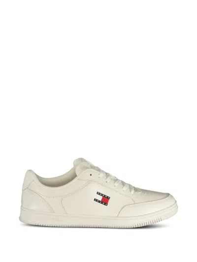 Tommy Jeans Logo-patch Perforated Sneakers In Neutral