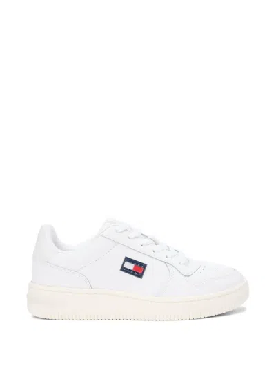 Tommy Jeans Logo-patch Perforated Sneakers In White