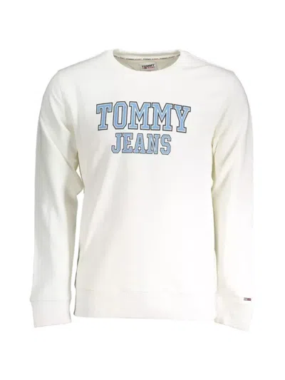 Tommy Jeans Logo-print Crew-neck Sweatshirt In White