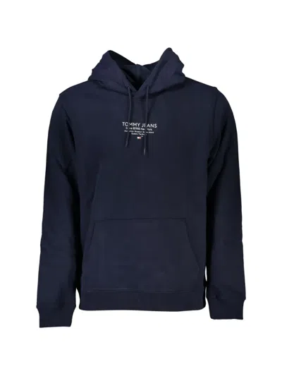 Tommy Jeans Logo-print Kangaroo-pocket Hoodie In Blue