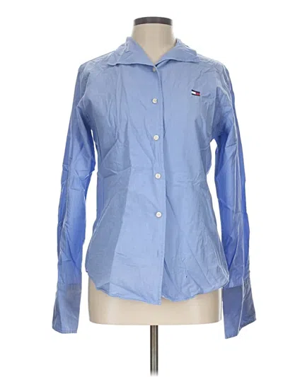Pre-owned Tommy Jeans Long Sleeve Button Down Shirt In Blue