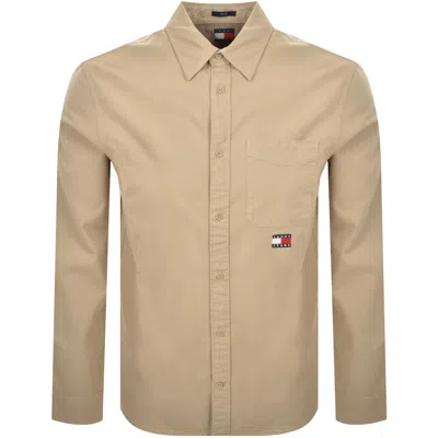 Tommy Jeans Long Sleeved Shirt Beige In Sand