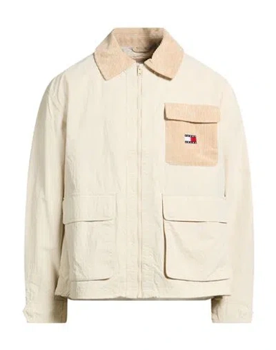Tommy Jeans Man Jacket Beige Size L Polyamide In Neutral