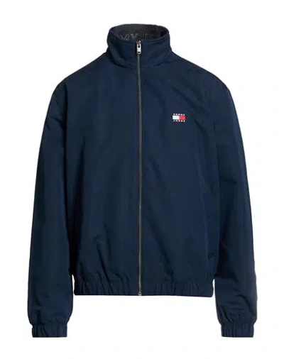 Tommy Jeans Man Jacket Navy Size M Recycled Polyester In Blue