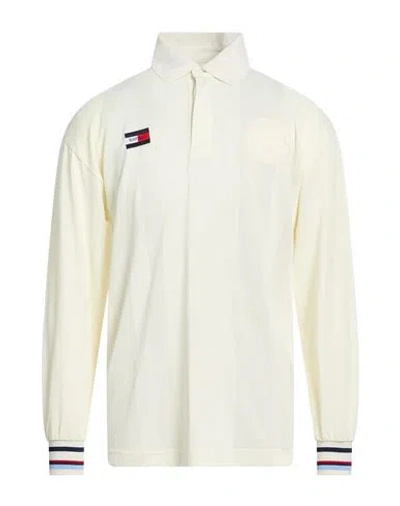 Tommy Jeans Man Polo Shirt Cream Size Xs Polyester In White