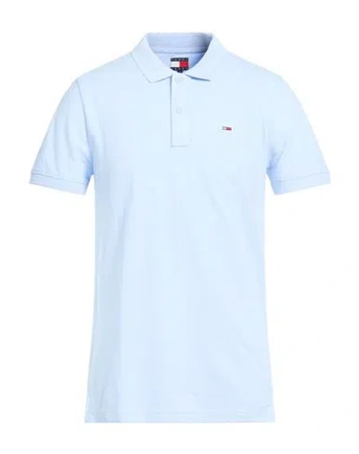 Tommy Jeans Man Polo Shirt Sky Blue Size S Cotton