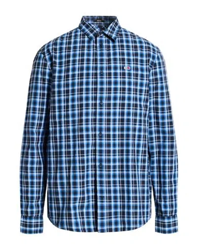 Tommy Jeans Man Shirt Midnight Blue Size M Cotton