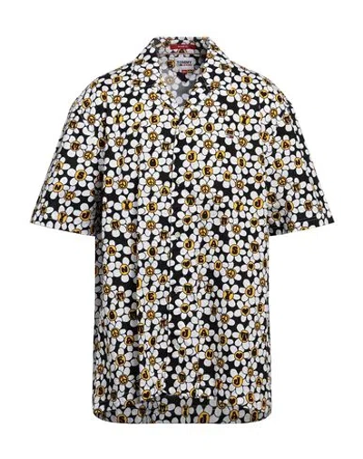 Tommy Jeans Man Shirt White Size M Cotton In Black