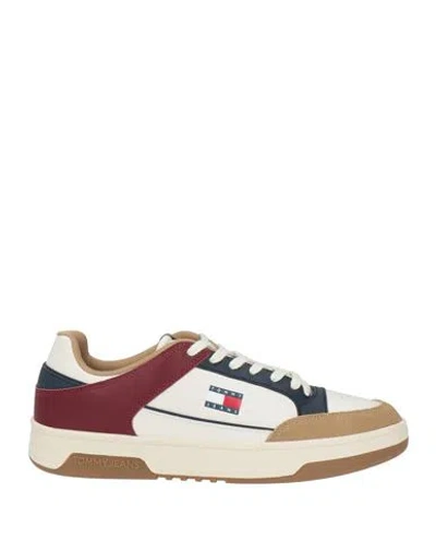 Tommy Jeans Man Sneakers Cream Size 10 Leather In White