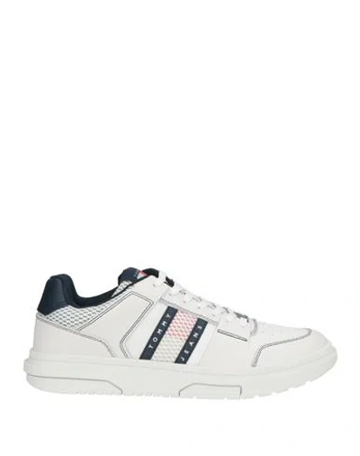 Tommy Jeans Man Sneakers White Size 11 Leather, Textile Fibers