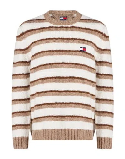Tommy Jeans Man Sweater Beige Size L Acrylic, Polyester, Alpaca Wool In Multi