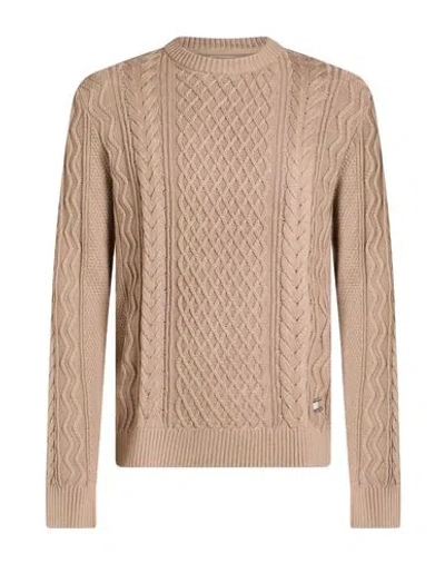 Tommy Jeans Man Sweater Beige Size M Cotton In Brown