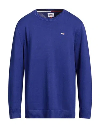Tommy Jeans Man Sweater Bright Blue Size L Cotton