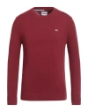 Tommy Jeans Man Sweater Burgundy Size S Cotton In Red