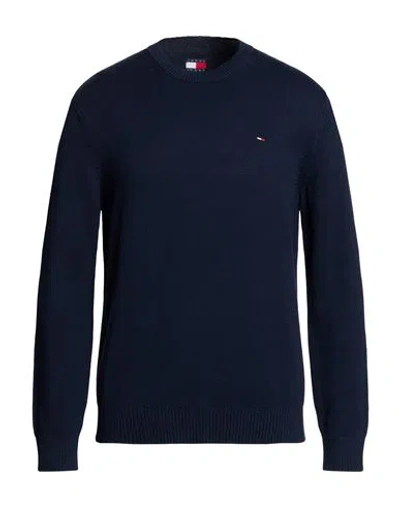 Tommy Jeans Man Sweater Navy Size L Cotton In Black