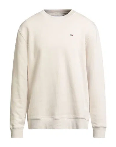 Tommy Jeans Man Sweatshirt Beige Size Xl Cotton, Polyester In Sand