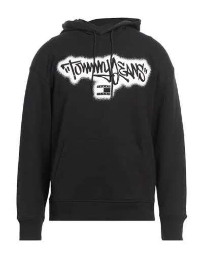 Tommy Jeans Man Sweatshirt Black Size M Cotton, Polyester