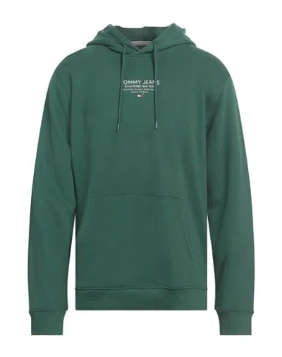 Tommy Jeans Man Sweatshirt Emerald Green Size L Cotton, Elastane