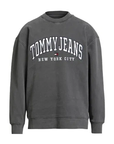 Tommy Jeans Man Sweatshirt Grey Size L Cotton, Elastane In Gray