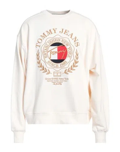 Tommy Jeans Man Sweatshirt Ivory Size S Cotton