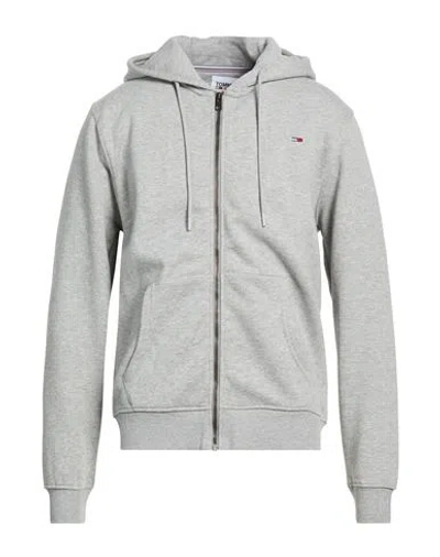 Tommy Jeans Man Sweatshirt Light Grey Size L Cotton, Polyester In Gray