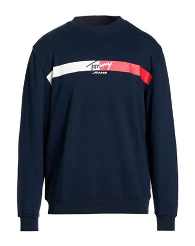 Tommy Jeans Man Sweatshirt Midnight Blue Size L Cotton, Elastane