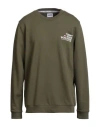 Tommy Jeans Man Sweatshirt Military Green Size Xxs Cotton, Elastane